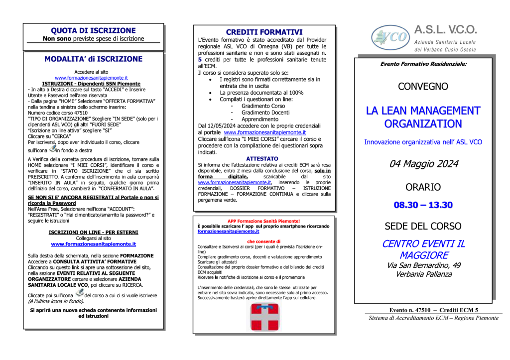 LA LEAN MANAGEMENT ORGANIZATION &#8211; INNOVAZIONE ORGANIZZATIVA NELL&#8217;ASL VCO